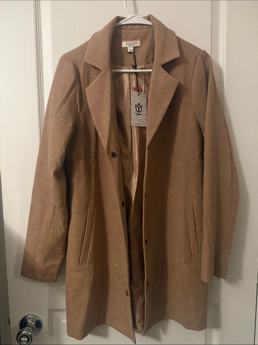 Andree Women's Tan Suede-Look Trench Coat